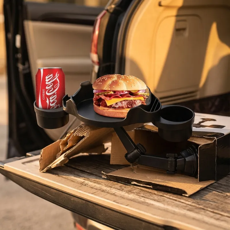 • Car Cup Holder Expander, Car Food Tray, 360° - حامل أكواب للسيارة
