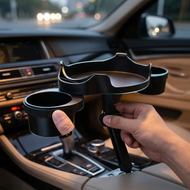• Car Cup Holder Expander, Car Food Tray, 360° - حامل أكواب للسيارة