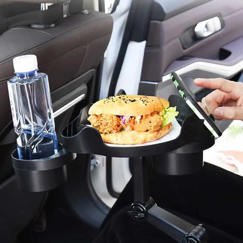 • Car Cup Holder Expander, Car Food Tray, 360° -  حامل أكواب للسيارة