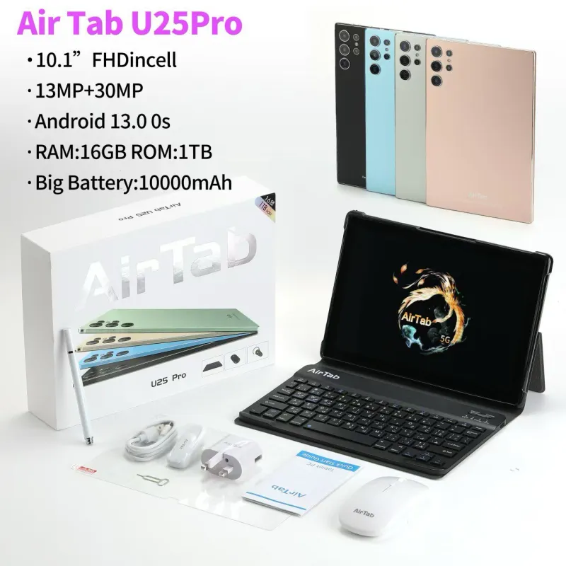 AirTab U25 Pro 10" Tablet + Keyboard + Mouse + Pen ضمان 6 شهور