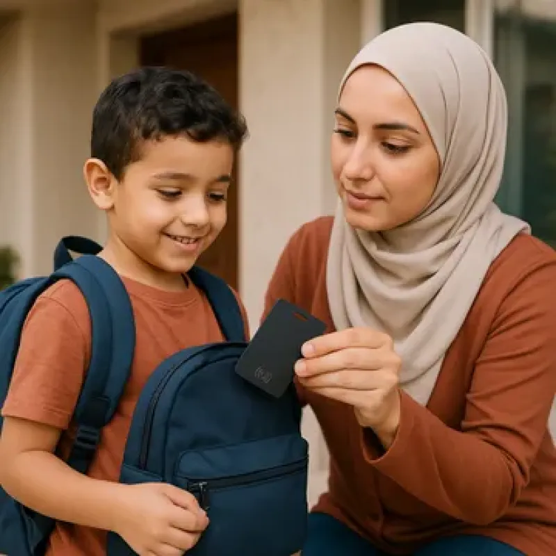بطاقة تحديد المواقع ذكية  - تتبع دقيق للموقع عبر التطبيق - نحيفة جداً (تصميم بطاقة) - مثالية للمحافظ والحقائب