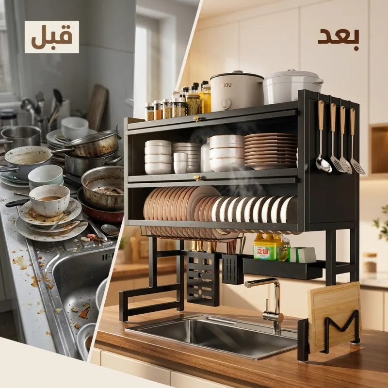 رف اطباق للحوض 2 دور