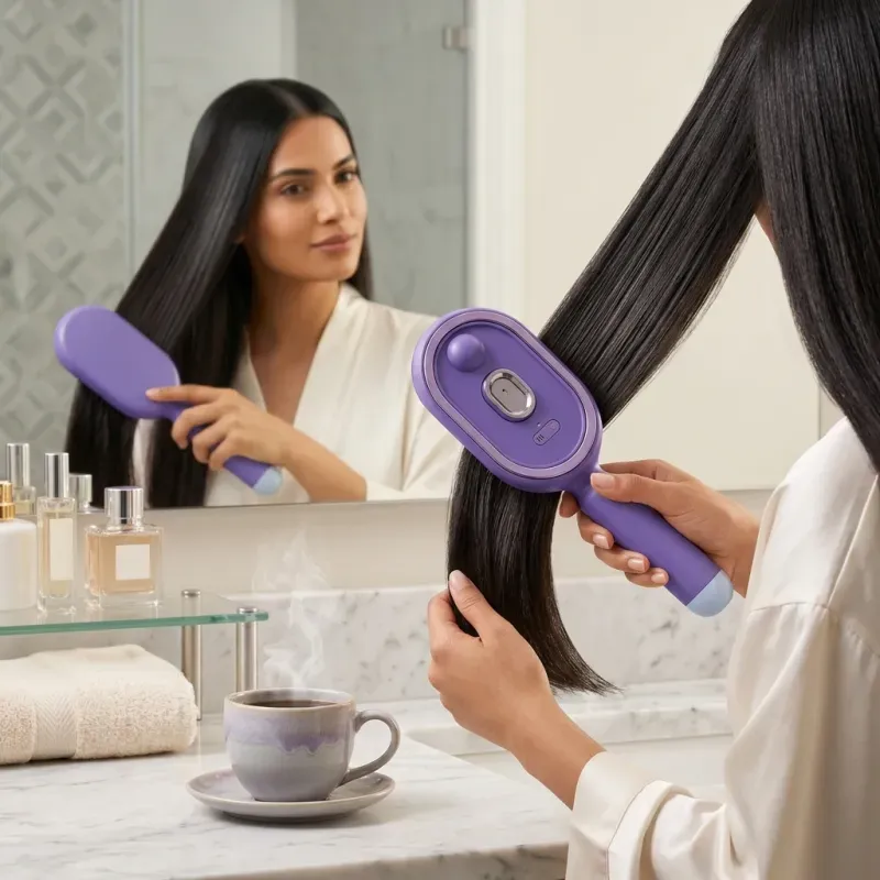 فرشاة تمليس الشعر بالبخار بتصميم مضاد للحروق