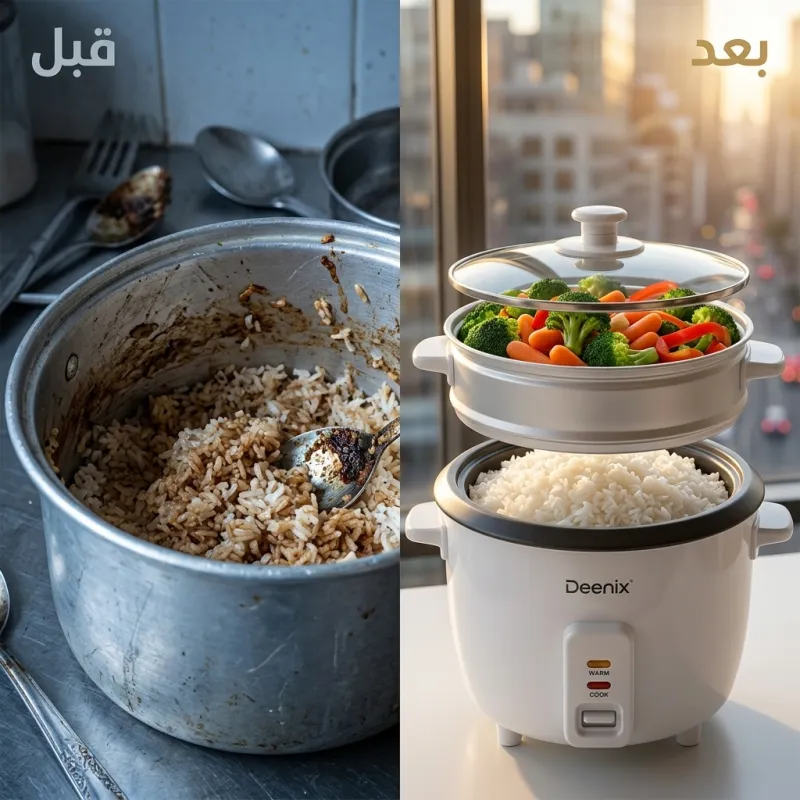 طباخ الأرز الكهربائي من دينيكس بضمان عامين