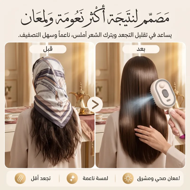 الفرشاة البخارية الذكية ذاتية التنظيف للشعر